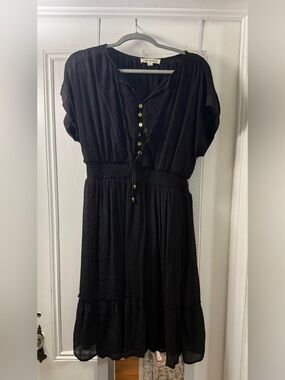 Iris Bloom black linen dress